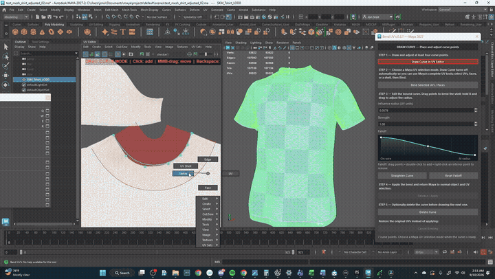 Selecting UVs and binding them to the curve